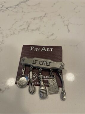 "Le Chef" Silver Kitchen Tools Brooch